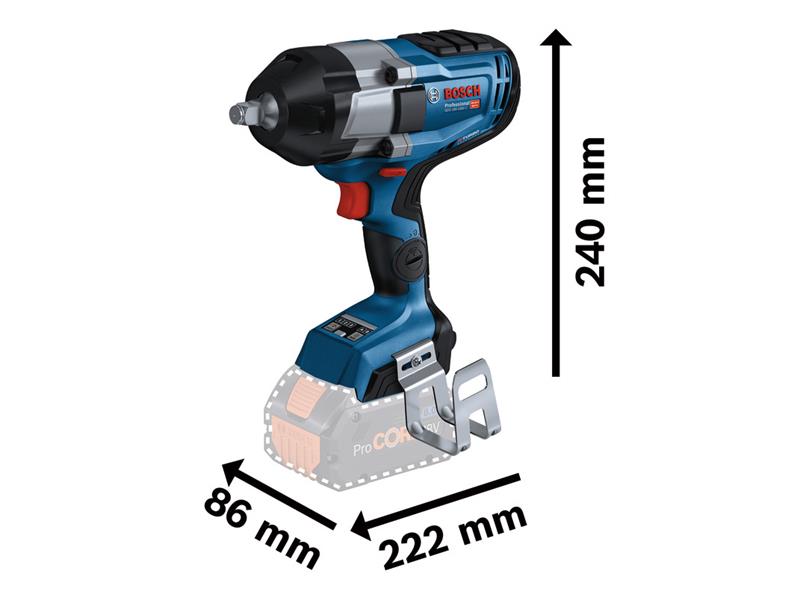 Bosch Pro BITURBO Impact Wrench 18V Bare Unit Torque 1,600Nm GDS 18V-1000 C