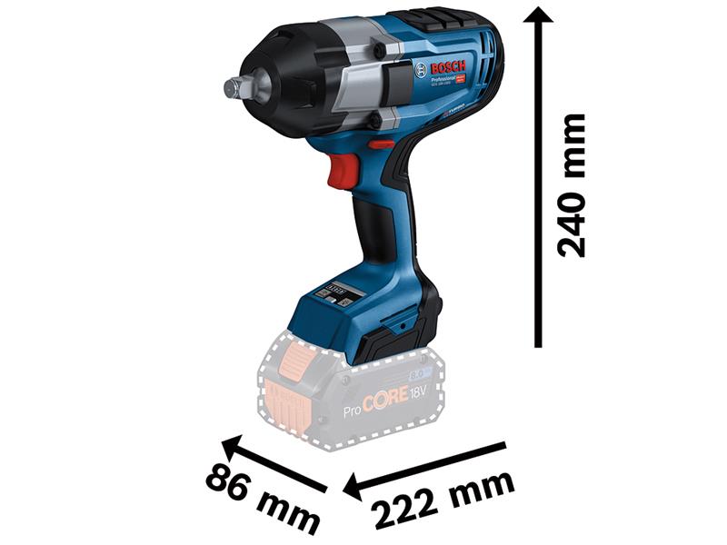 Bosch BITURBO 1/2in Impact Wrench 18V 2 x 5.5Ah ProCORE18V Li-ion GDS 18V-1000