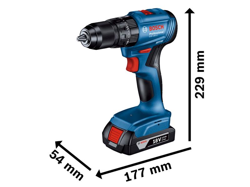 Bosch Professional Combi Drill 18V 2 x 2.0Ah Li-ion Keyless Chuck BSH6019K3371