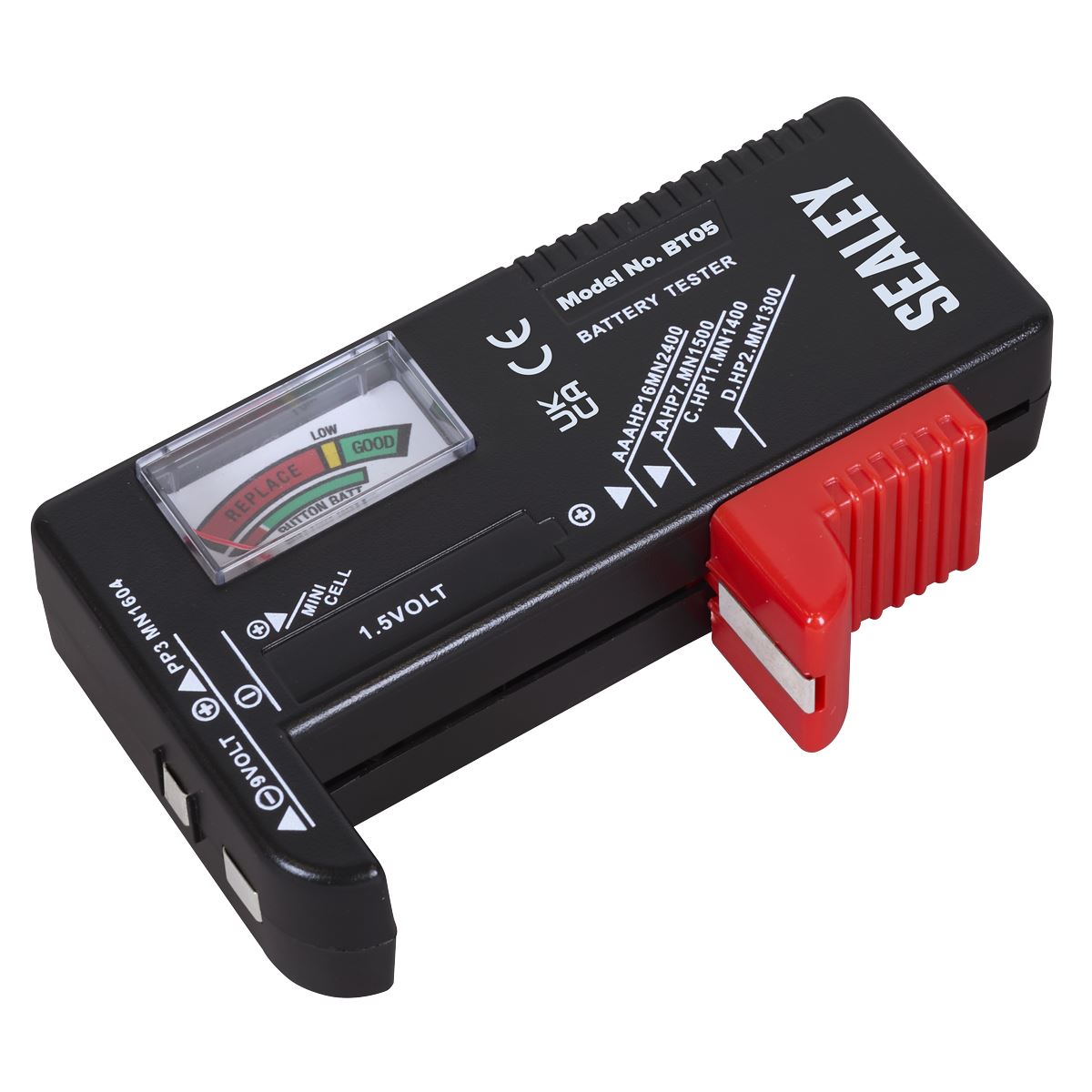 Sealey Multipurpose Battery Tester AAA, AA, C, D, 1.5V, 9V And Button Type BT05