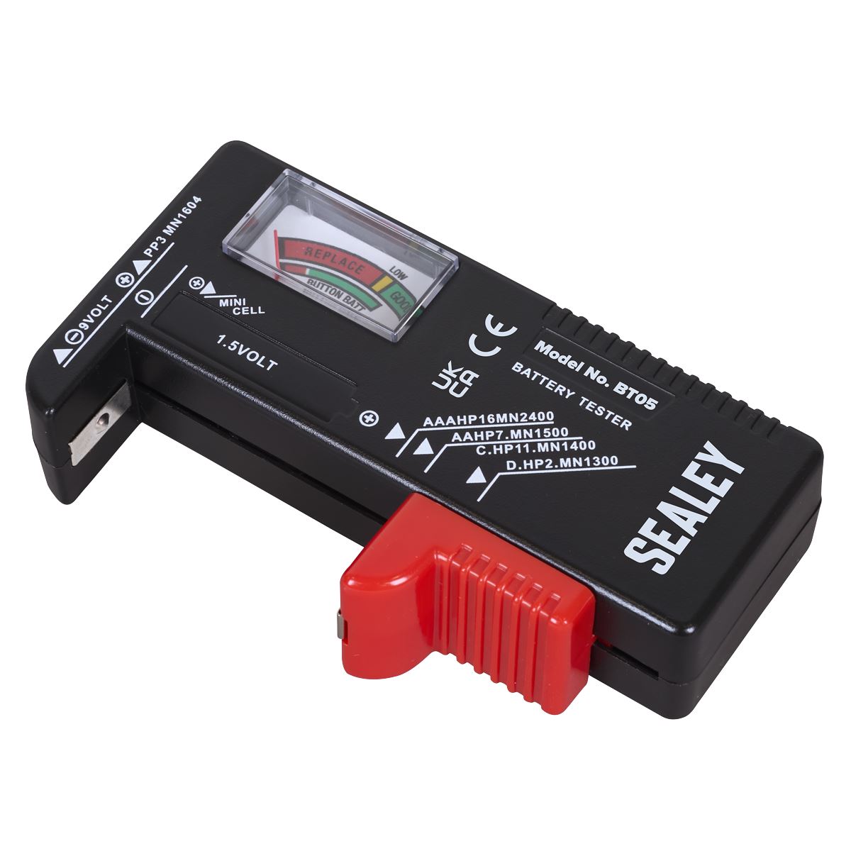 Sealey Multipurpose Battery Tester AAA, AA, C, D, 1.5V, 9V And Button Type BT05
