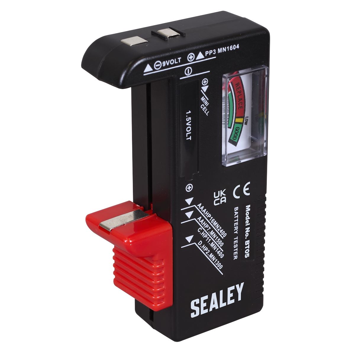 Sealey Multipurpose Battery Tester AAA, AA, C, D, 1.5V, 9V And Button Type BT05