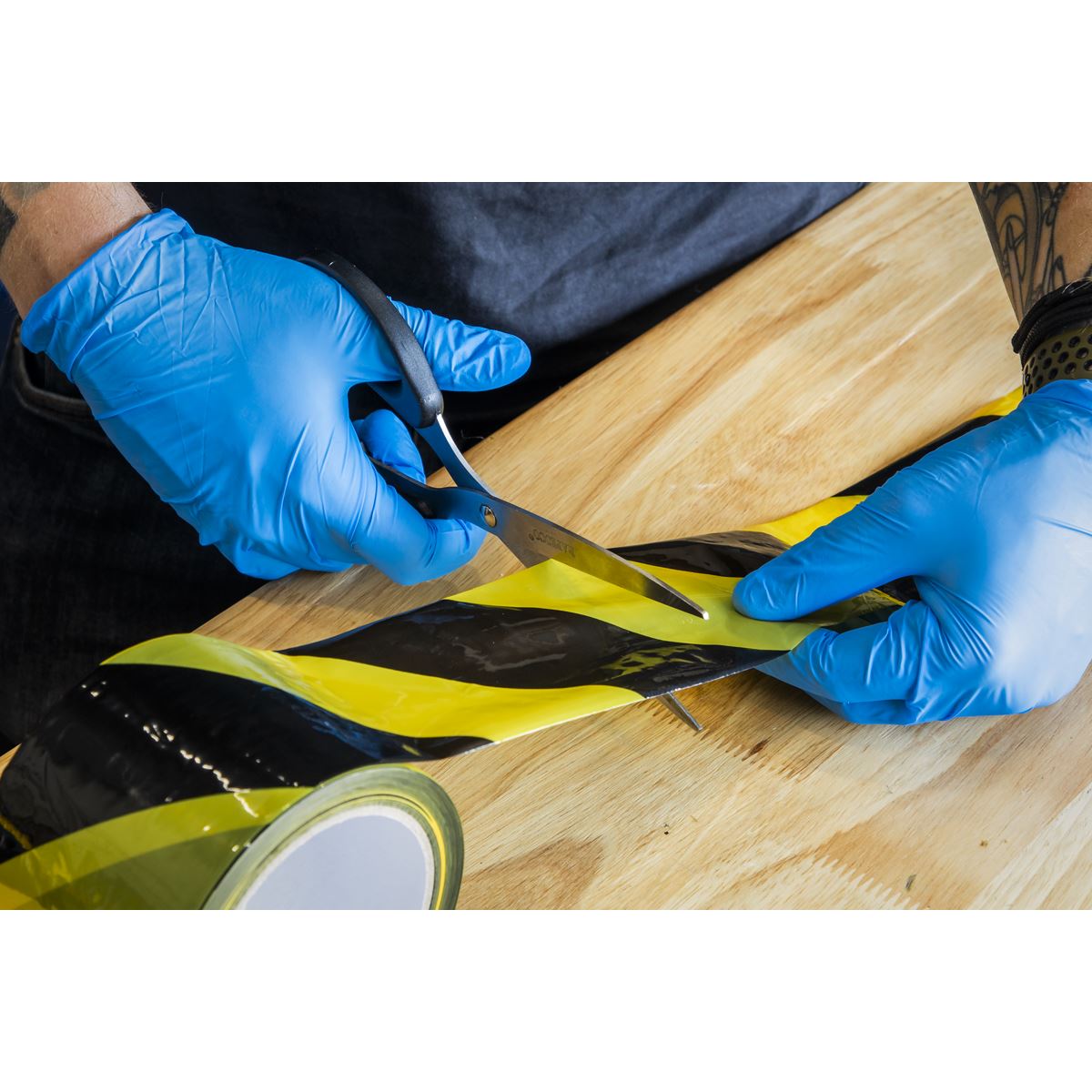 Sealey Hazard Warning Barrier Tape 80mm x 100m Black/Yellow Non-Adhesive BTBY