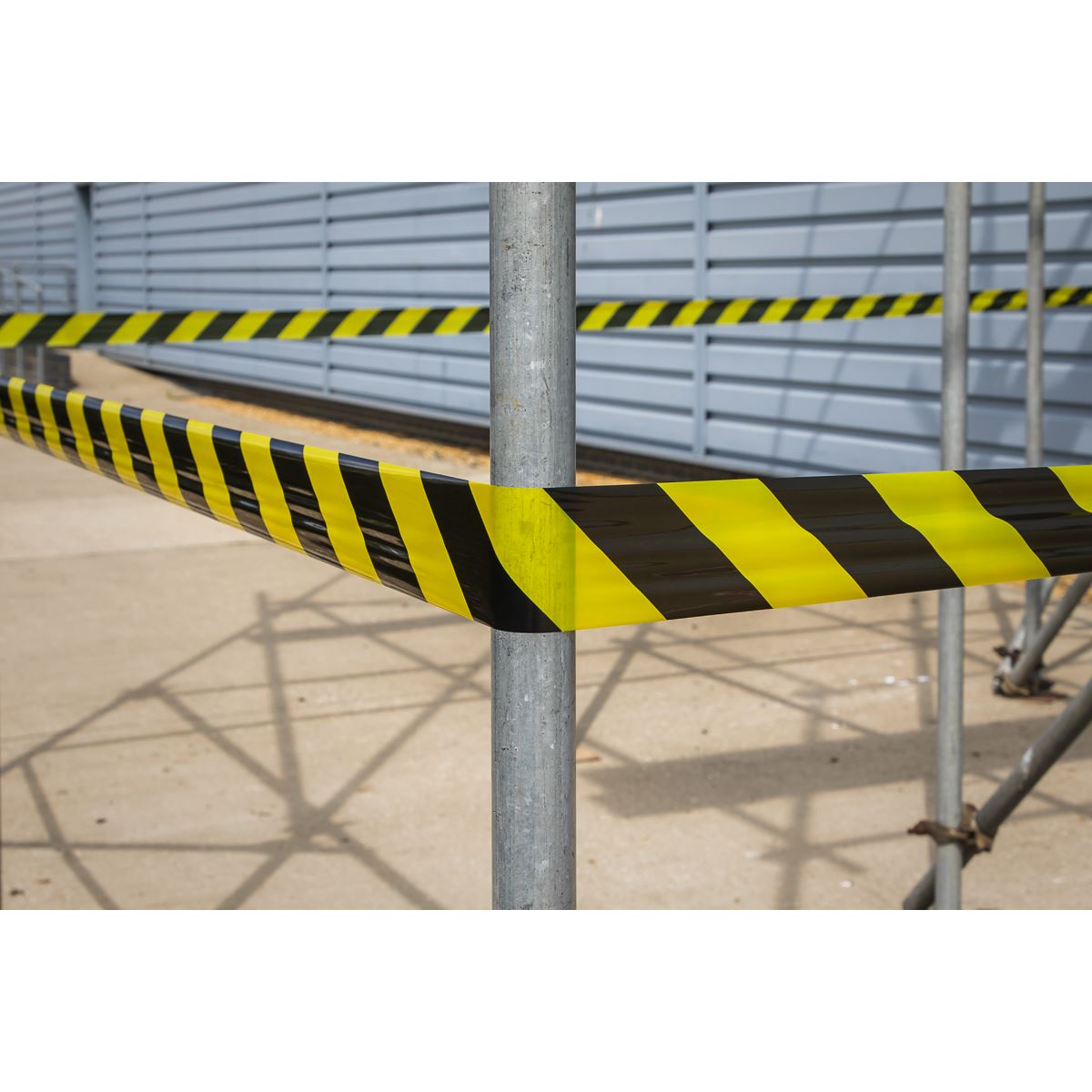 Sealey Hazard Warning Barrier Tape 80mm x 100m Black/Yellow Non-Adhesive BTBY