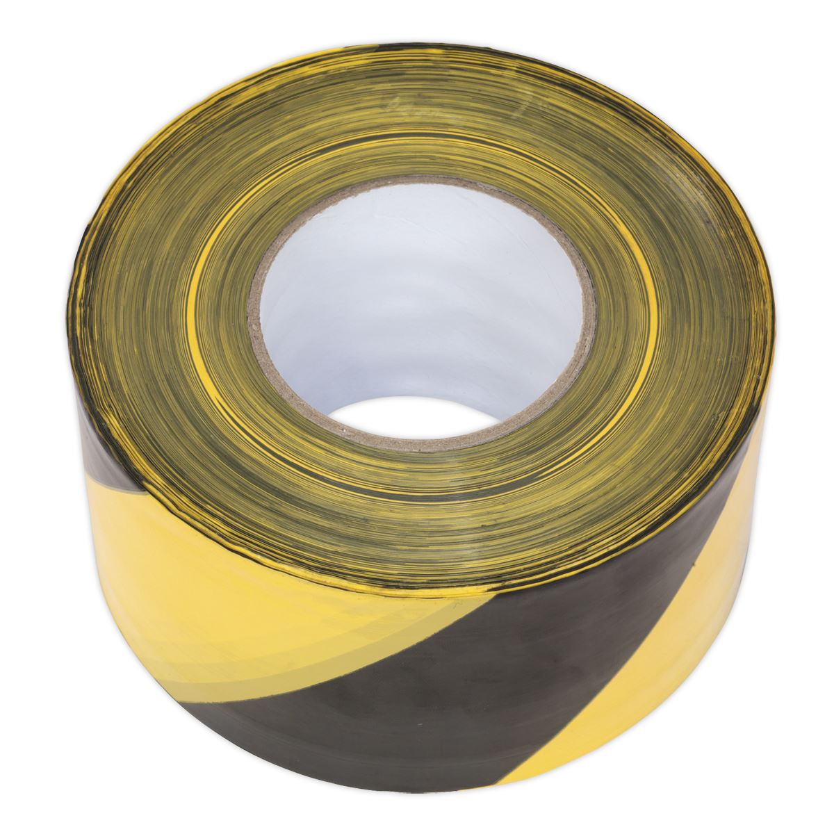 Sealey Hazard Warning Barrier Tape 80mm x 100m Black/Yellow Non-Adhesive BTBY