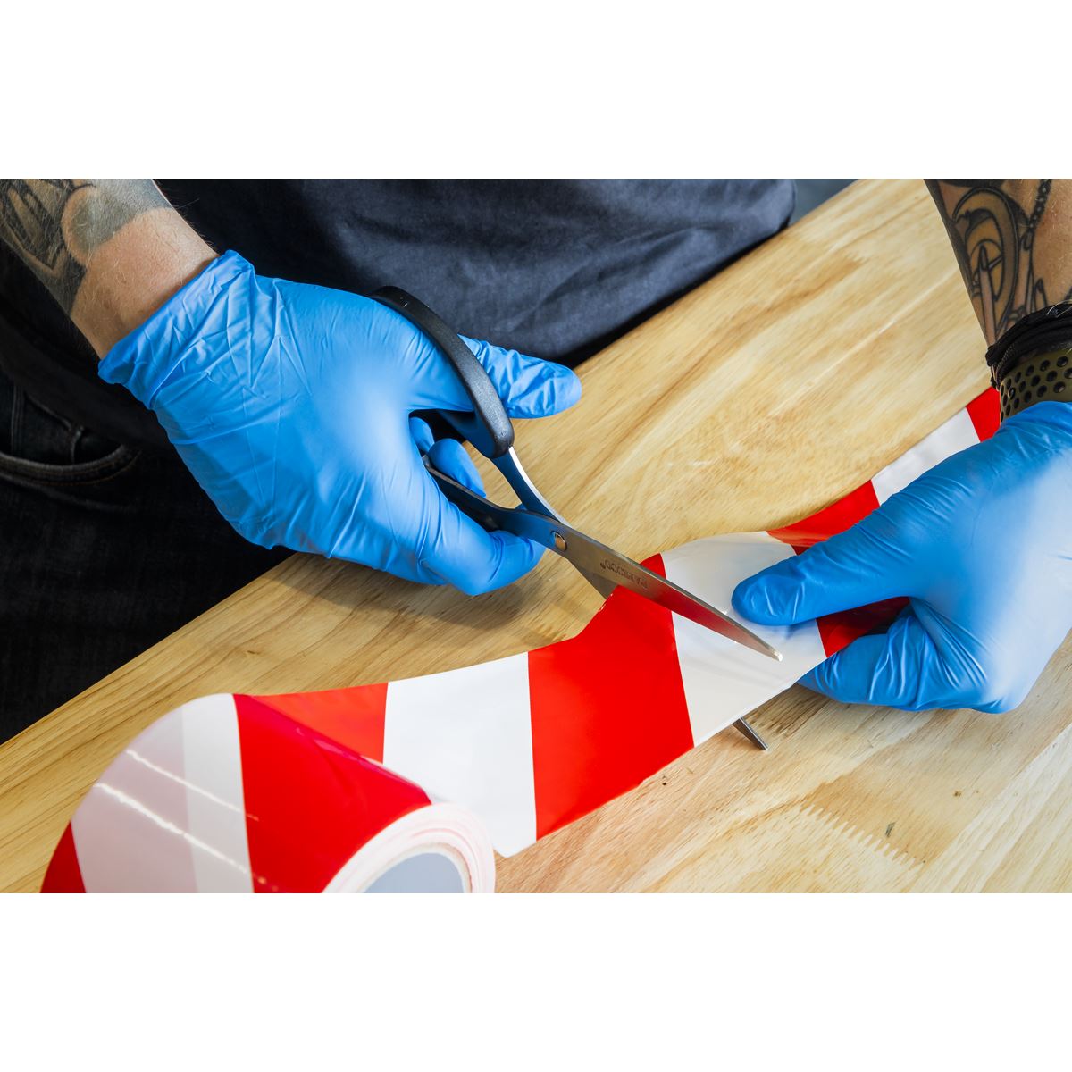 Sealey Hazard Warning Barrier Tape 80mm x 100m Red/White Non-Adhesive BTRW