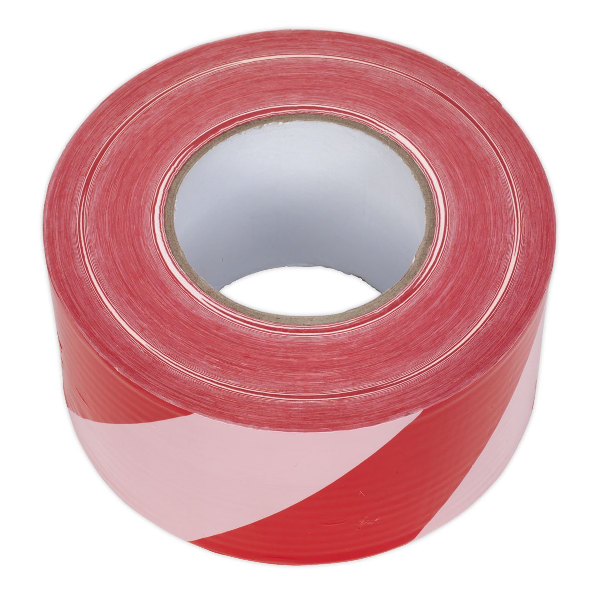 Sealey Hazard Warning Barrier Tape 80mm x 100m Red/White Non-Adhesive BTRW