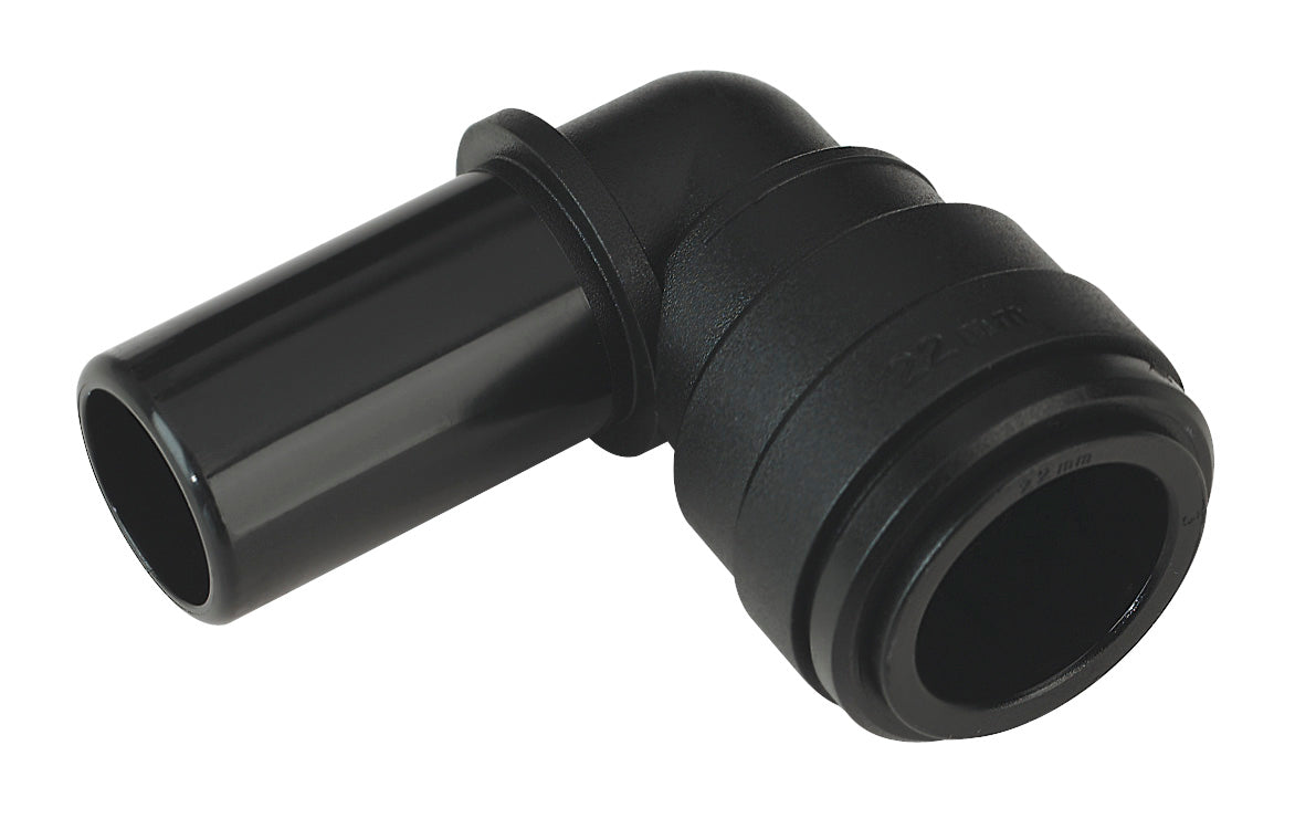 Sealey Air Pipe Stem Elbow 22mm Pack of 2 John Guest Speedfit PM222222E CAS22SE