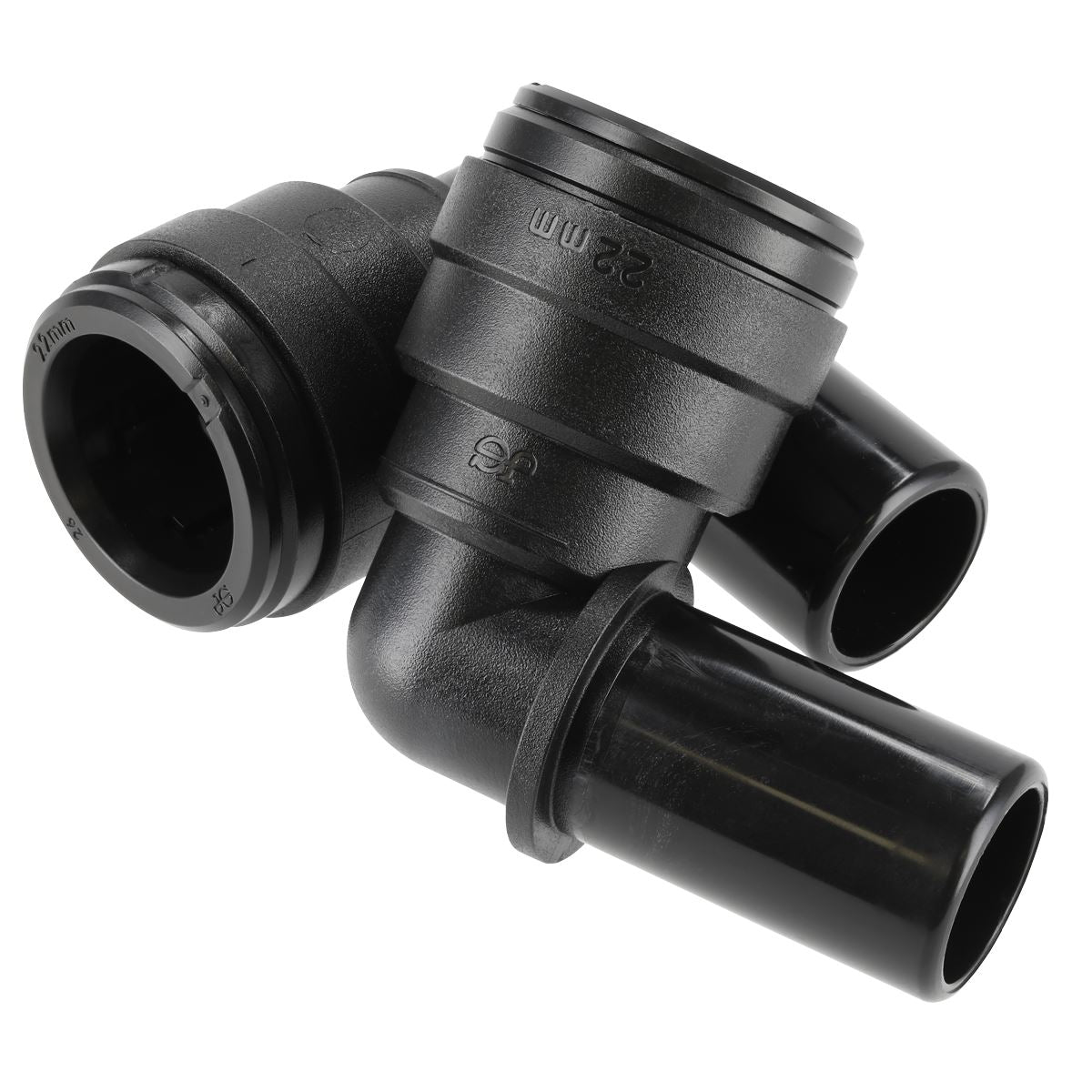 Sealey Air Pipe Stem Elbow 22mm Pack of 2 John Guest Speedfit PM222222E CAS22SE