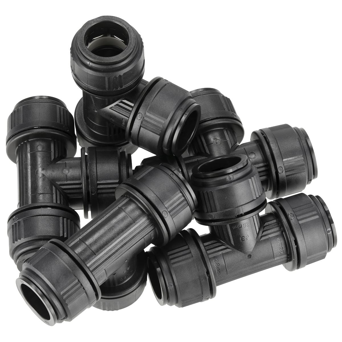 Sealey Equal Air Pipe Tee 28mm Pack of 5 John Guest Speedfit PM0228E CAS28ET