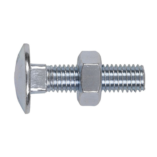 Sealey Coach Bolt & Nut M10 x 40mm Zinc Pack of 50 CBN1040