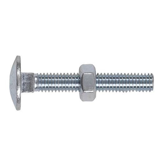 Sealey Coach Bolt & Nut DON 603 - M6 x 40mm Zinc Pack of 100 CBN640