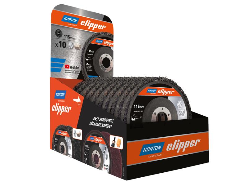 Norton Clipper 115mm Rapid Strip Metal Disc Counter Display of 10 CLI749351