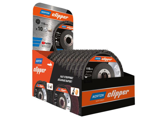 Norton Clipper 115mm Rapid Strip Metal Disc Counter Display of 10 CLI749351