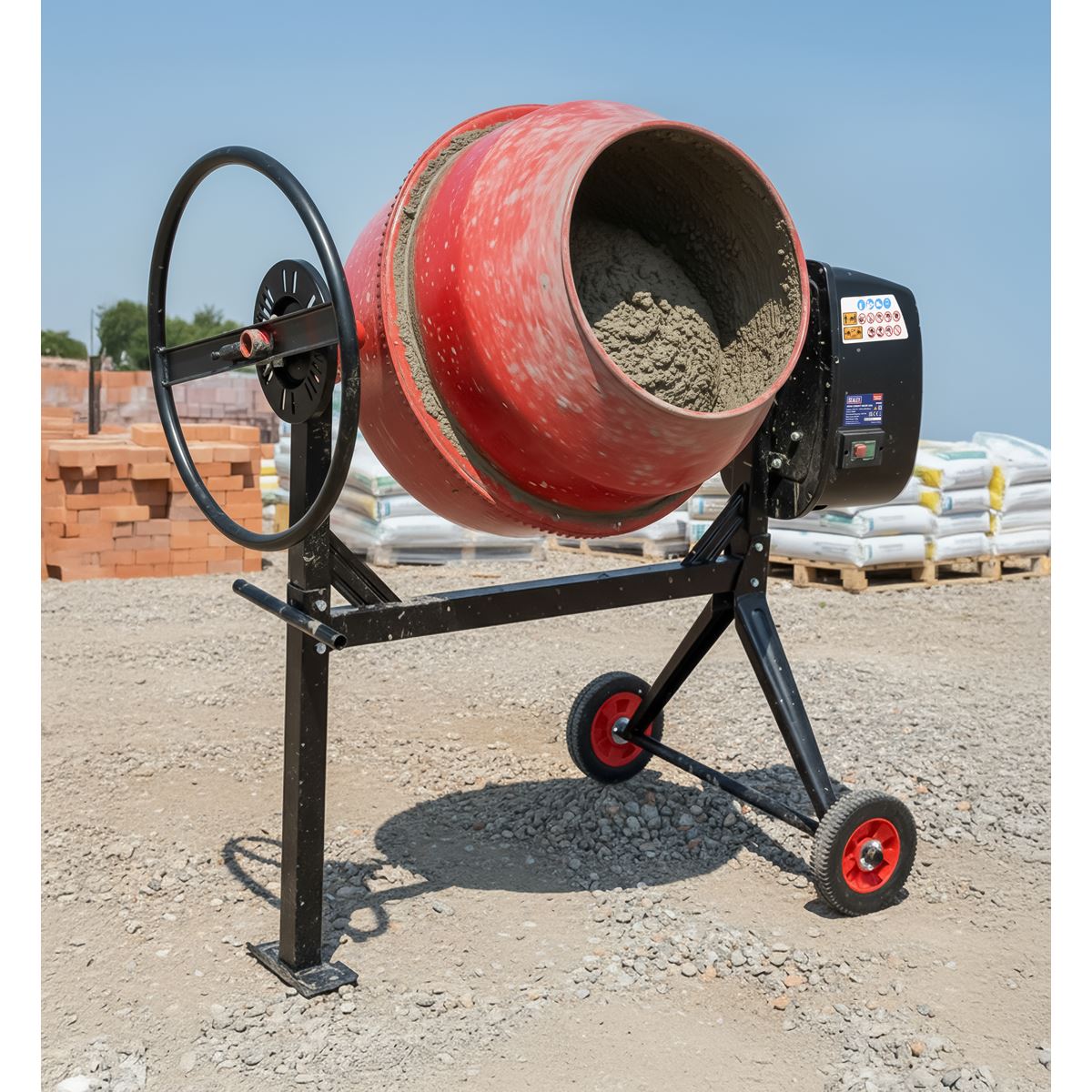 Sealey Cement Mixer & Stand 125L 230V 550W Drum Mouth 385mm 26 rev/min CMX125