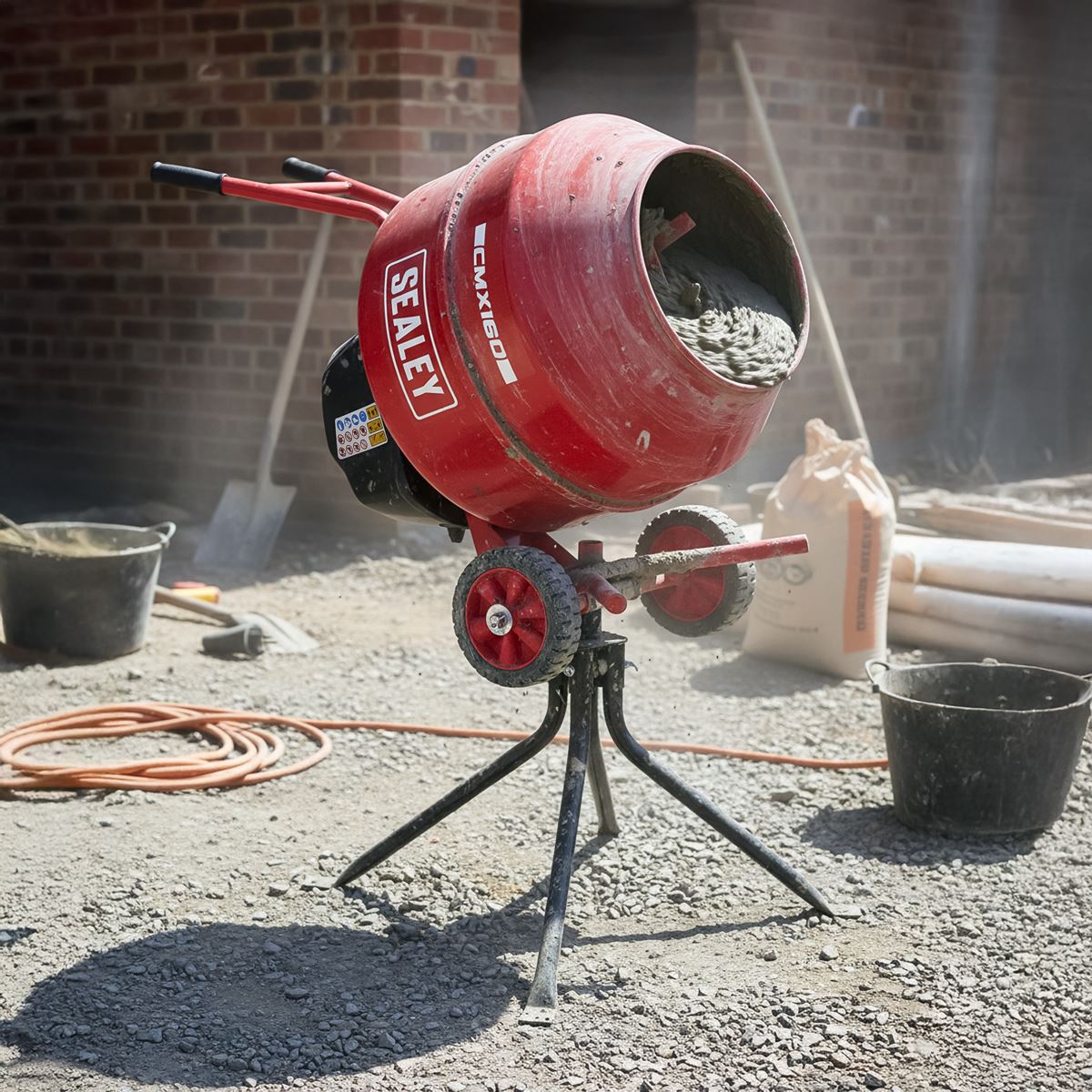 Sealey Cement Mixer & Stand 160L 230V 650W Drum Mouth 385mm 26 rev/min CMX160