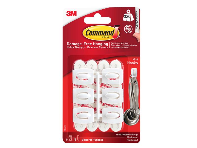 Command™ White Mini Hooks (Pack 6) COM17006
