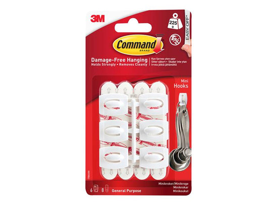 Command™ White Mini Hooks (Pack 6) COM17006