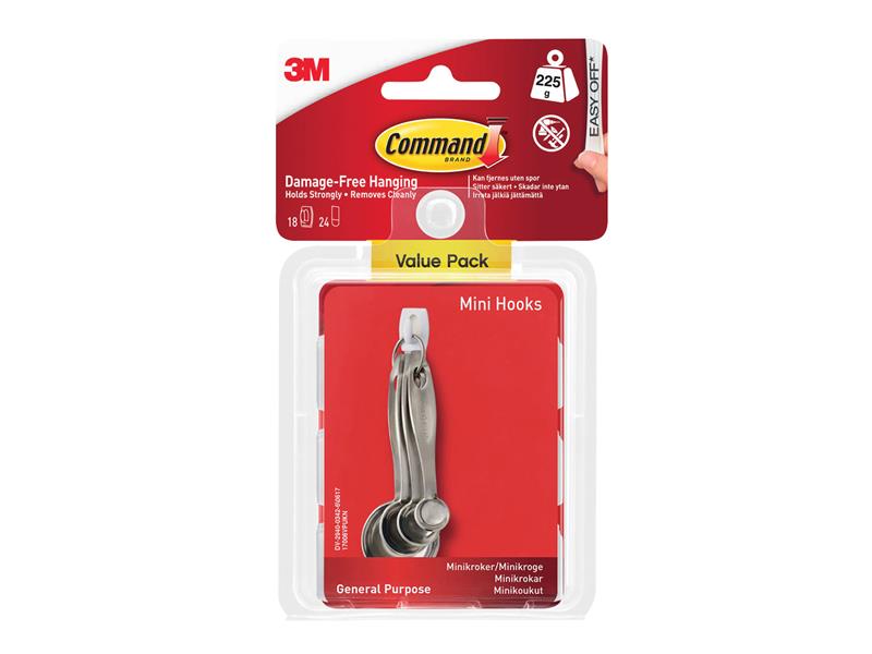Command™ White Mini Hooks Value Pack (Pack 18) COM1700618