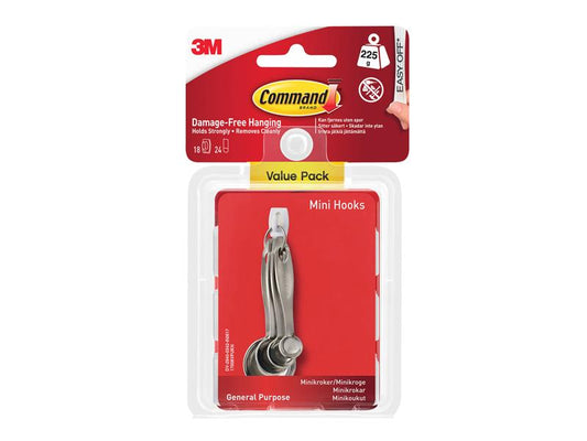 Command™ White Mini Hooks Value Pack (Pack 18) COM1700618