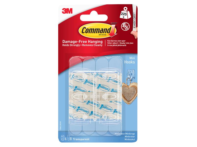 Command™ Clear Mini Hooks (Pack 6) COM17006CLR