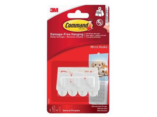 Command™ White Micro Hooks (Pack 3) COM17066