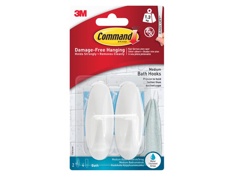 Command™ Medium Bathroom Hooks (Pack 2) COM17081B
