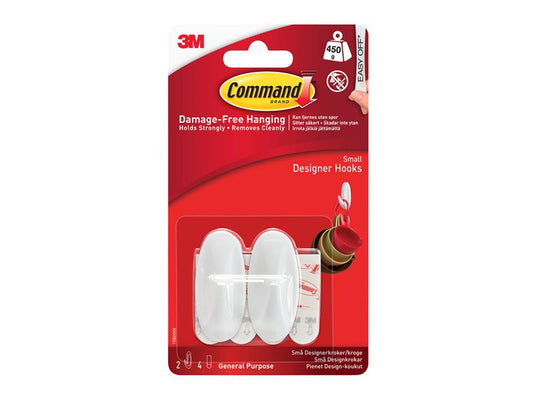 Command™ Small White Designer Hooks (Pack 2) COM17082