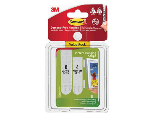 Command™ Picture Hanging Strips Set, Medium & Large (Pack 12) COM17209