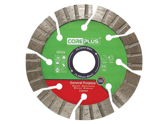 CorePlus GP115 General-Purpose Hybrid Turbo Diamond Blade 115mm CORDBGP115