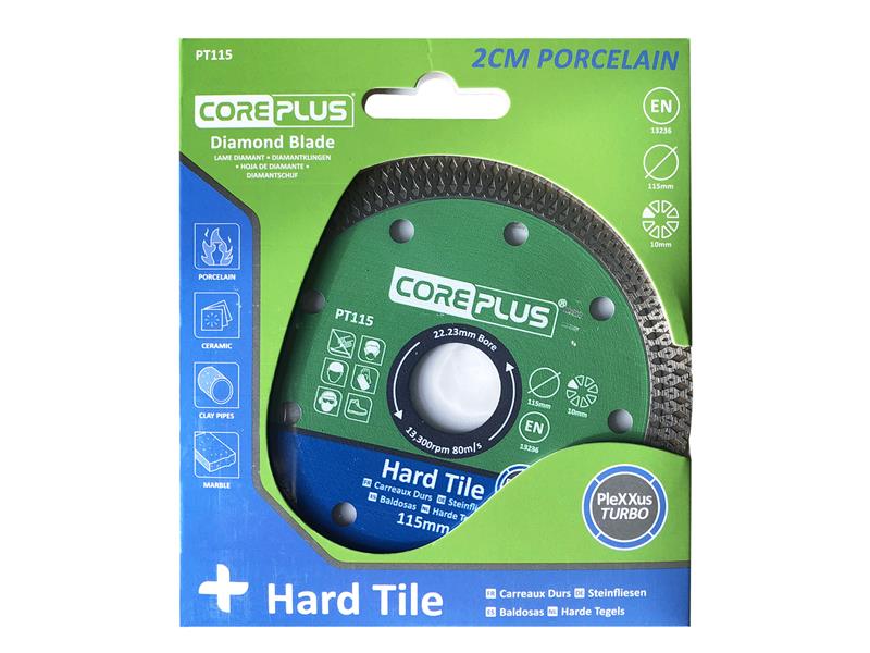 CorePlus Porcelain Diamond Blade 115mm CDU of 15 Blades Bore 22.23 CORDBP115CDU