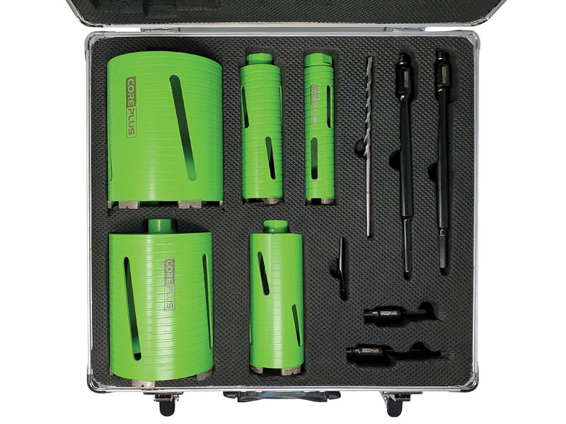 CorePlus DCDKIT11 Diamond Dry Core Drill Bit Set, 11 Piece CORDCDKIT11