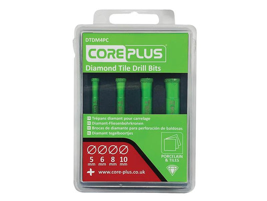 CorePlus DTDM4PC Diamond Tile Drill Bit Set, 4 Piece CORDTDM4PC
