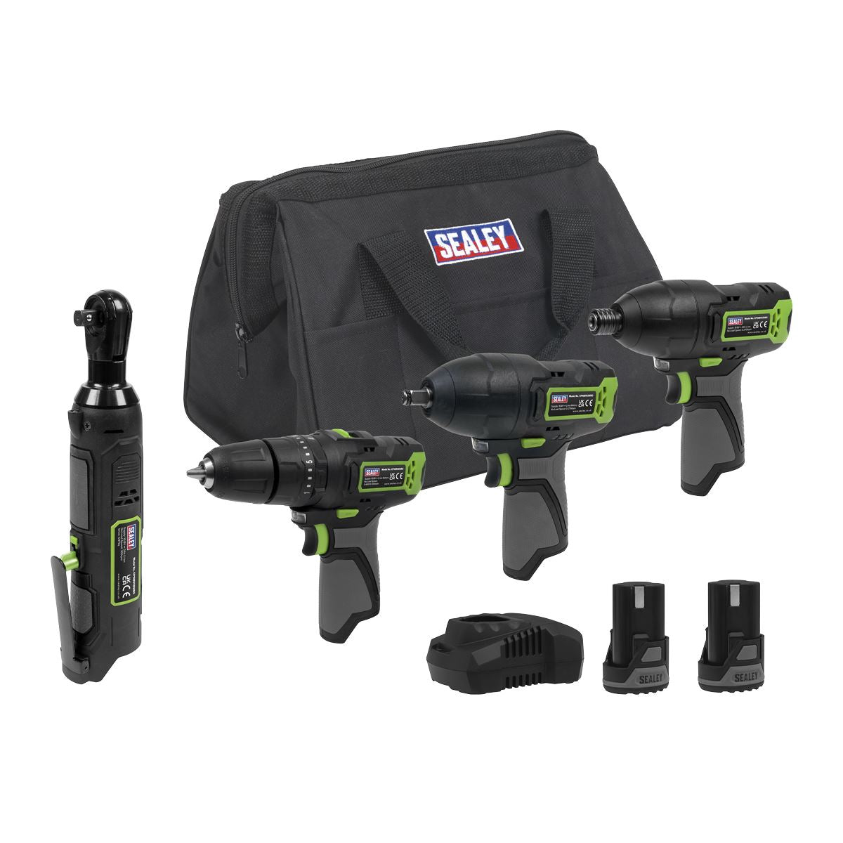 Sealey 10.8V Cordless Power Tool Kit 2 Batteries & Euro Plug CP108VCOMBO2EU
