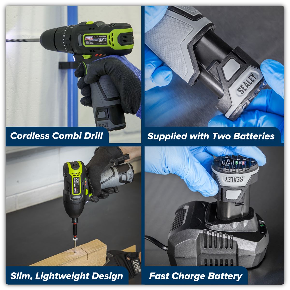 Sealey Combi Drill & Impact Driver Kit 2 x 10.8V SV10.8 Series CP108VCOMBO3