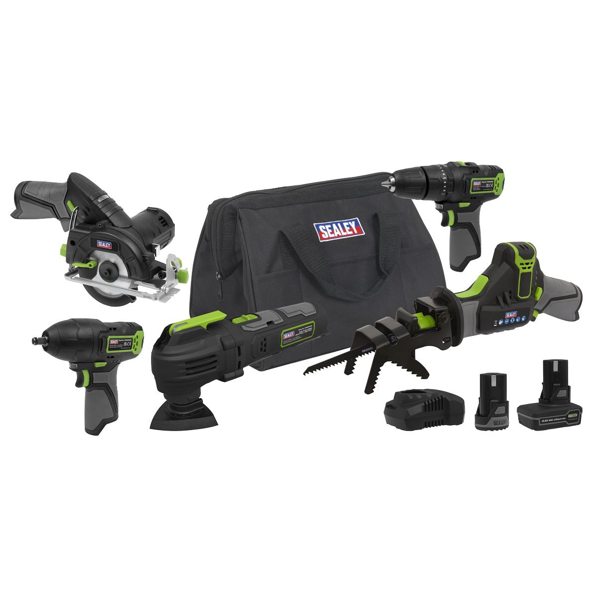 Sealey 5 x 10.8V SV10.8 Series Cordless Combo Kit - 2 Batteries CP108VCOMBO8EU