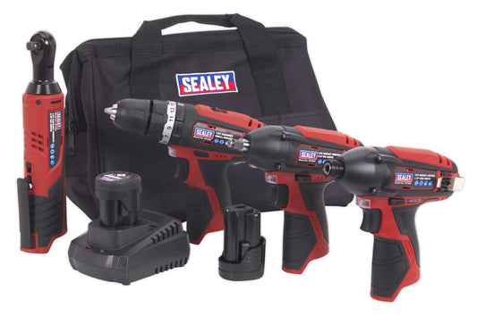 Sealey 4 x 12V SV12 Series Cordless Power Tool Combo Kit CP1200COMBO