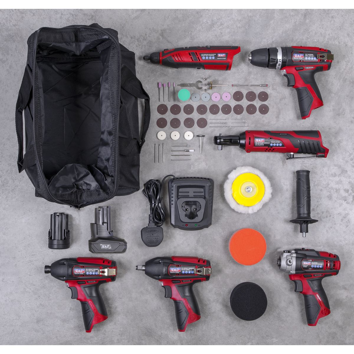 Sealey 6 x 12V SV12 Series Cordless Power Tool Combo Kit CP1200COMBO2