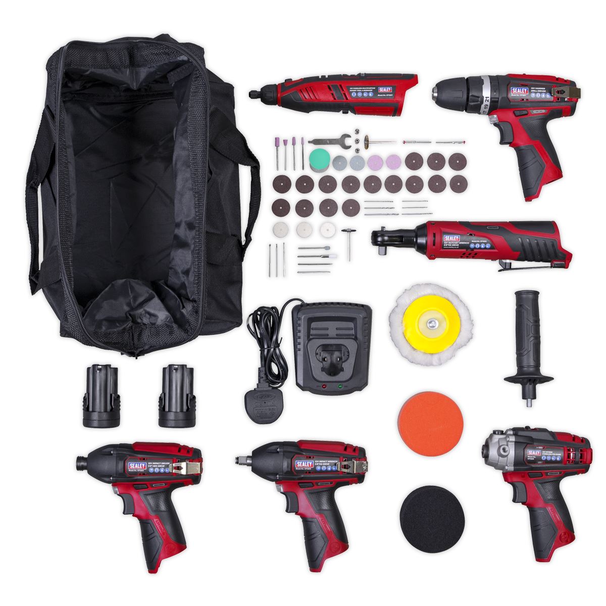 Sealey 6 x 12V SV12 Series Cordless Power Tool Combo Kit CP1200COMBO2