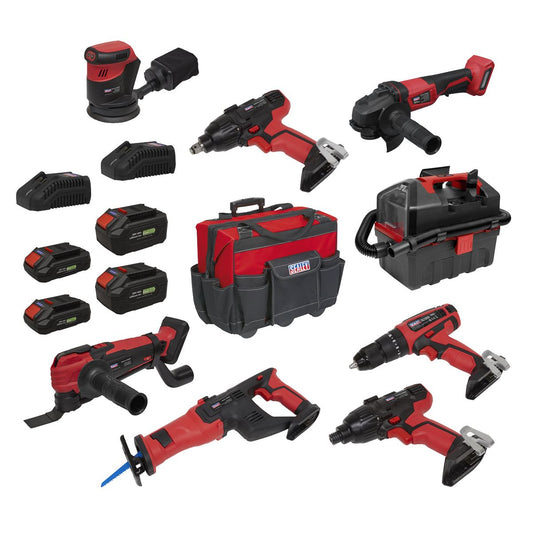Sealey SV20 Series Cordless Power Tool Kit 20V Euro Plug 4 Batts CP20VCOMBO4EU