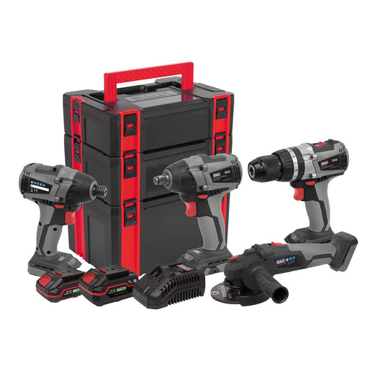Sealey 4 x 20V SV20 Series Brushless Tool Combo - 2 Batteries CP20VCOMBOX1