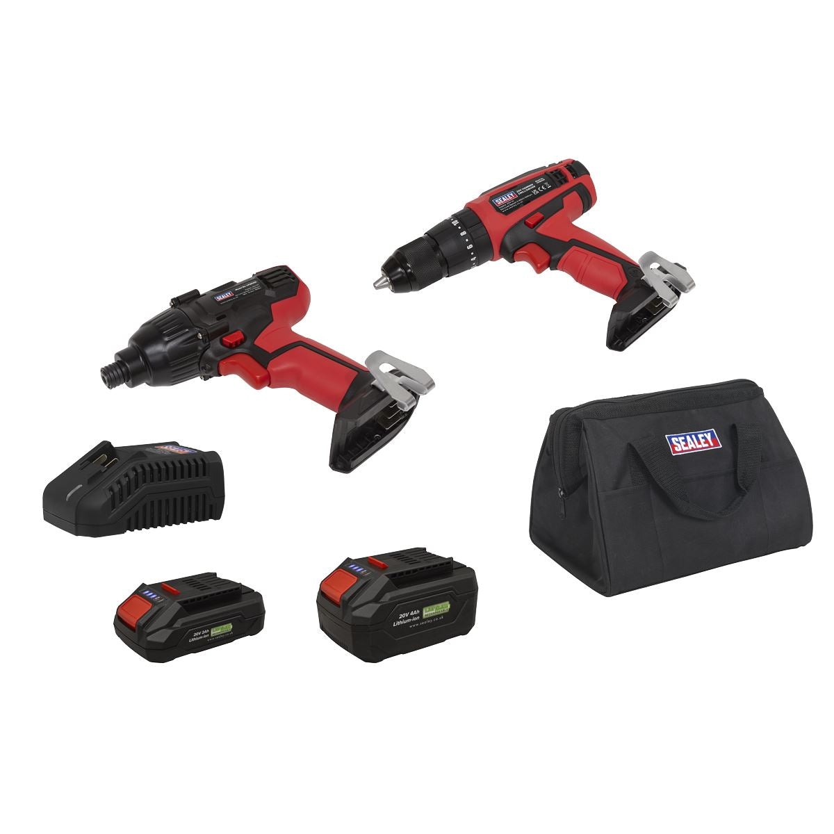 Sealey Combi Drill & Impact Driver Kit SV20 Euro Plug 2 Battery CP20VDDCOMBOEU