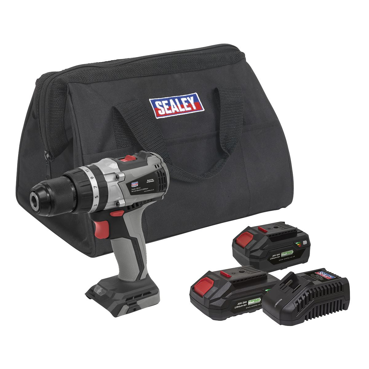 Sealey Premier SV20 Series 13mm Brushless Cordless Combi Drill Kit 20V - 2 Batteries & Euro Plug CP20VDDXKITEU