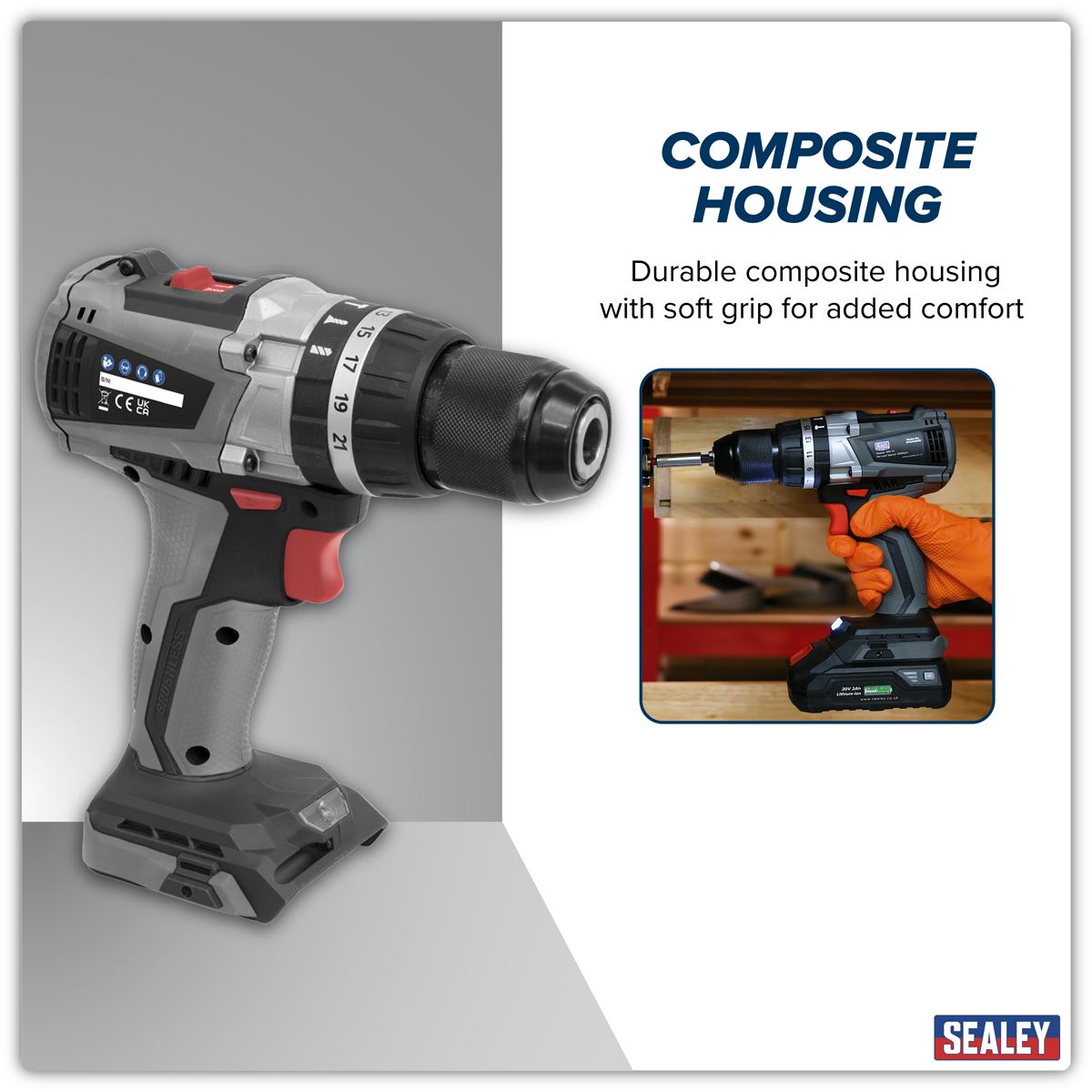 Sealey Brushless Combi Drill �13mm 20V SV20 Series - Body Only CP20VDDX