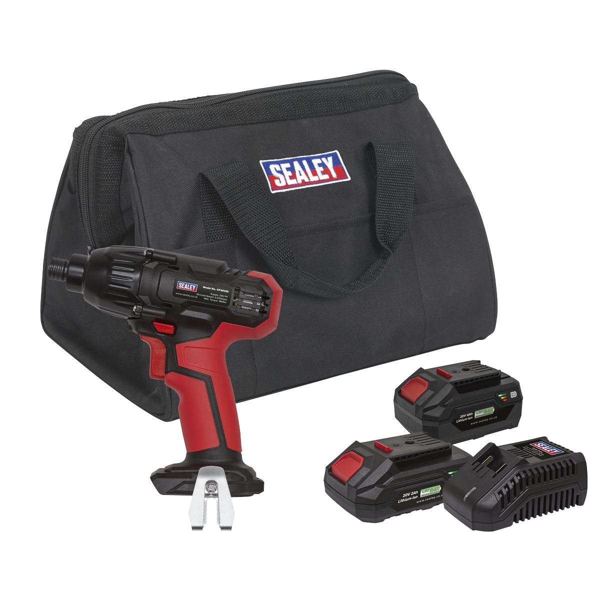 Sealey SV20 Series 1/4"Hex Drive Cordless Impact Driver 20V - 2 Batteries & Euro Plug CP20VIDKITEU