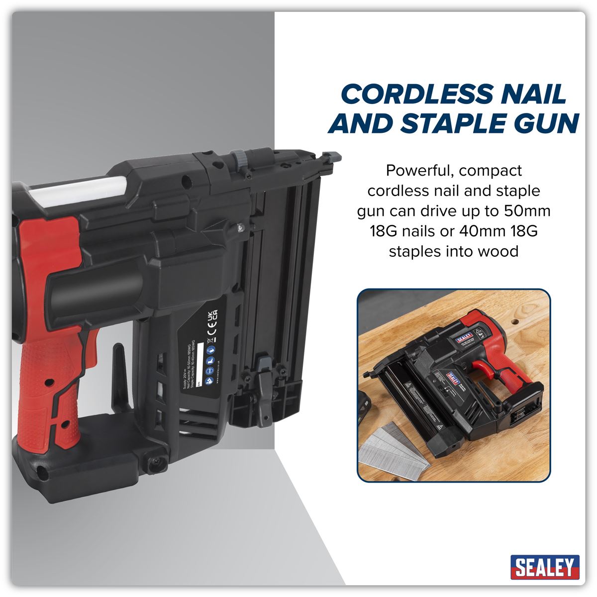 Sealey Cordless Nail/Staple Gun 18G 20V SV20 Series - Body Only CP20VNG