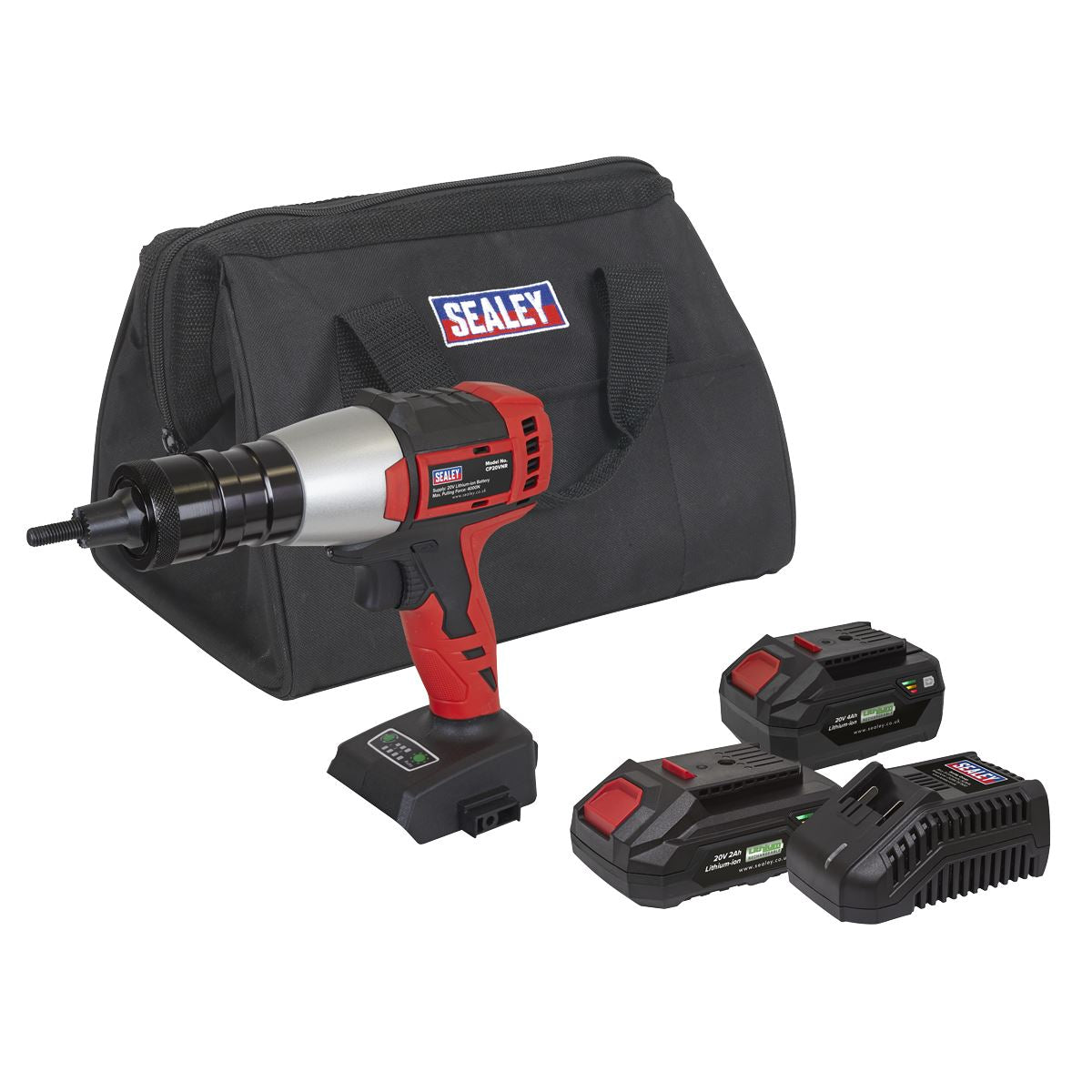 Sealey Cordless Nut Riveter 20V SV20 Series 2 Batteries Brushless CP20VNRKIT