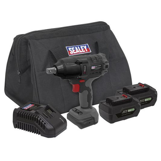 Sealey Brushless Impact Wrench Kit 1/2"Sq Drive 20V SV20 Series - 2 Batteries CP20VPIWKIT