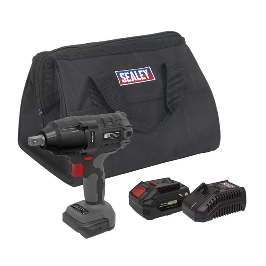 Sealey Brushless Impact Wrench Kit 1/2"Sq Drive 20V 4Ah SV20 Series CP20VPIWKIT1