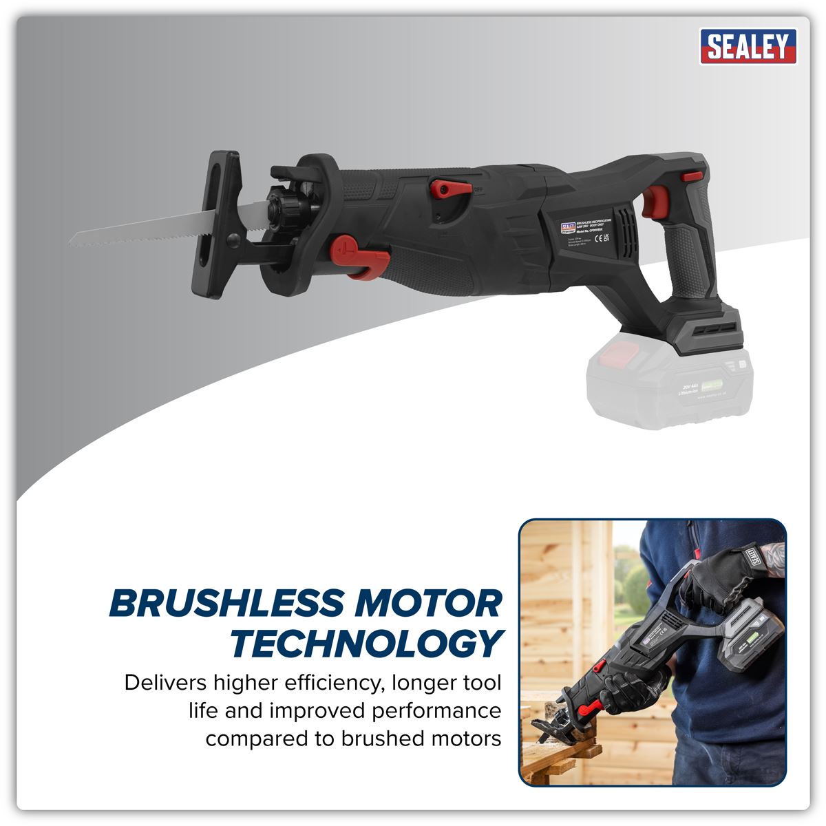Sealey Brushless Reciprocating Saw 20V SV20 Series - Body Only CP20VRSX